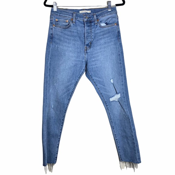 Levis Wedgie Skinny Medium Wash Distressed Jeans - Picture 4 of 8